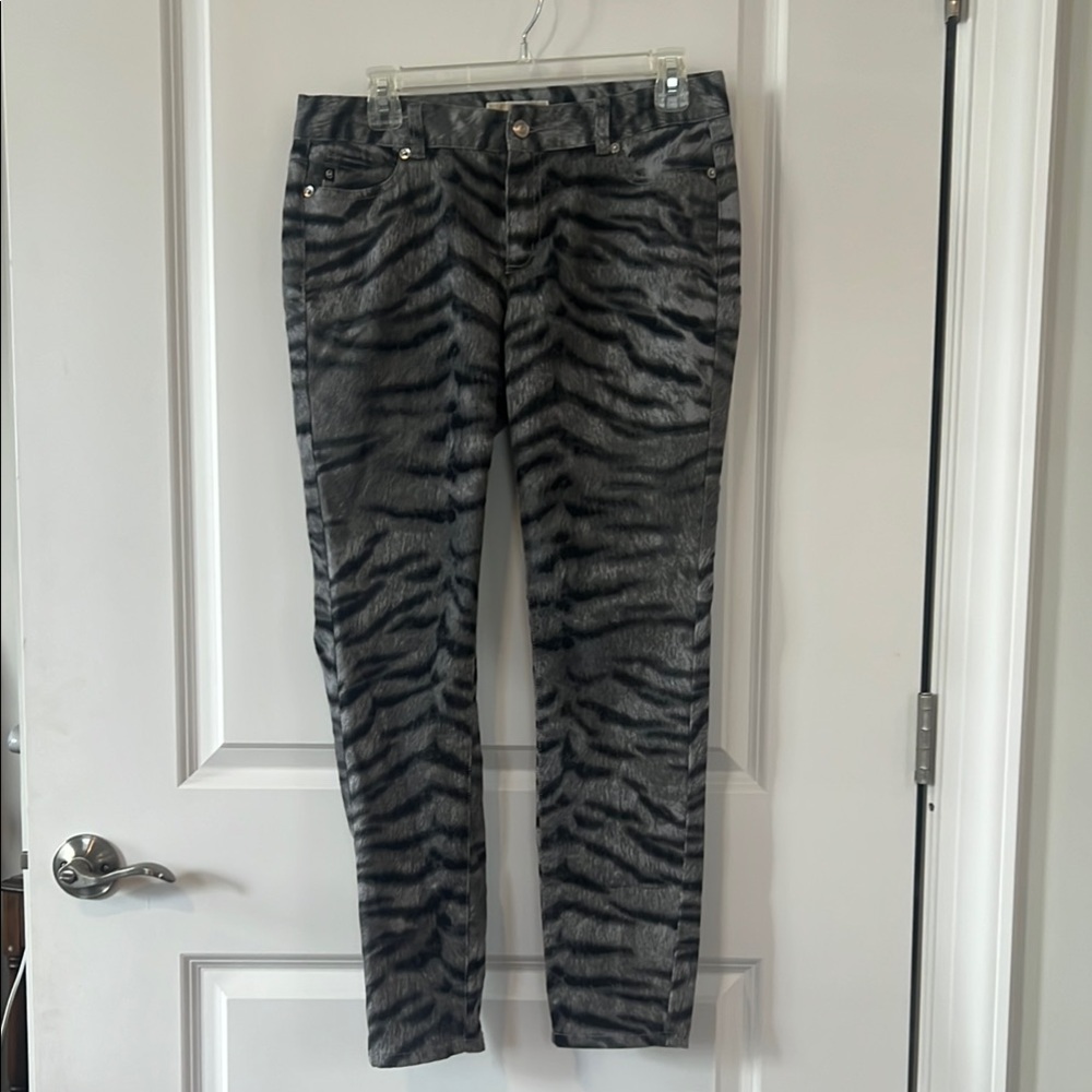 MICHAEL Michael Kors Zebra Print Pants - Black and Gray